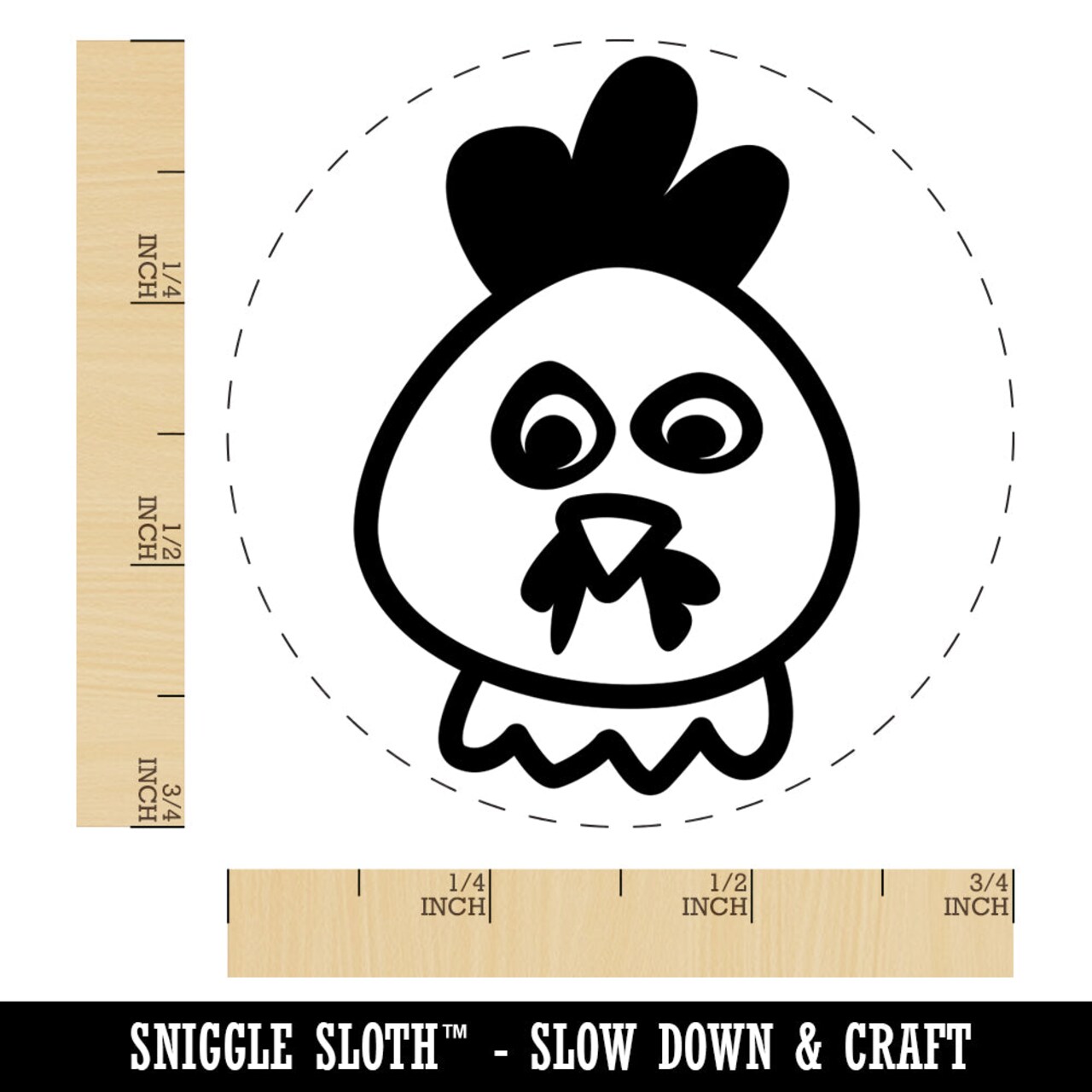 Chicken Rooster Face Doodle Self-Inking Rubber Stamp for Stamping Crafting Planners